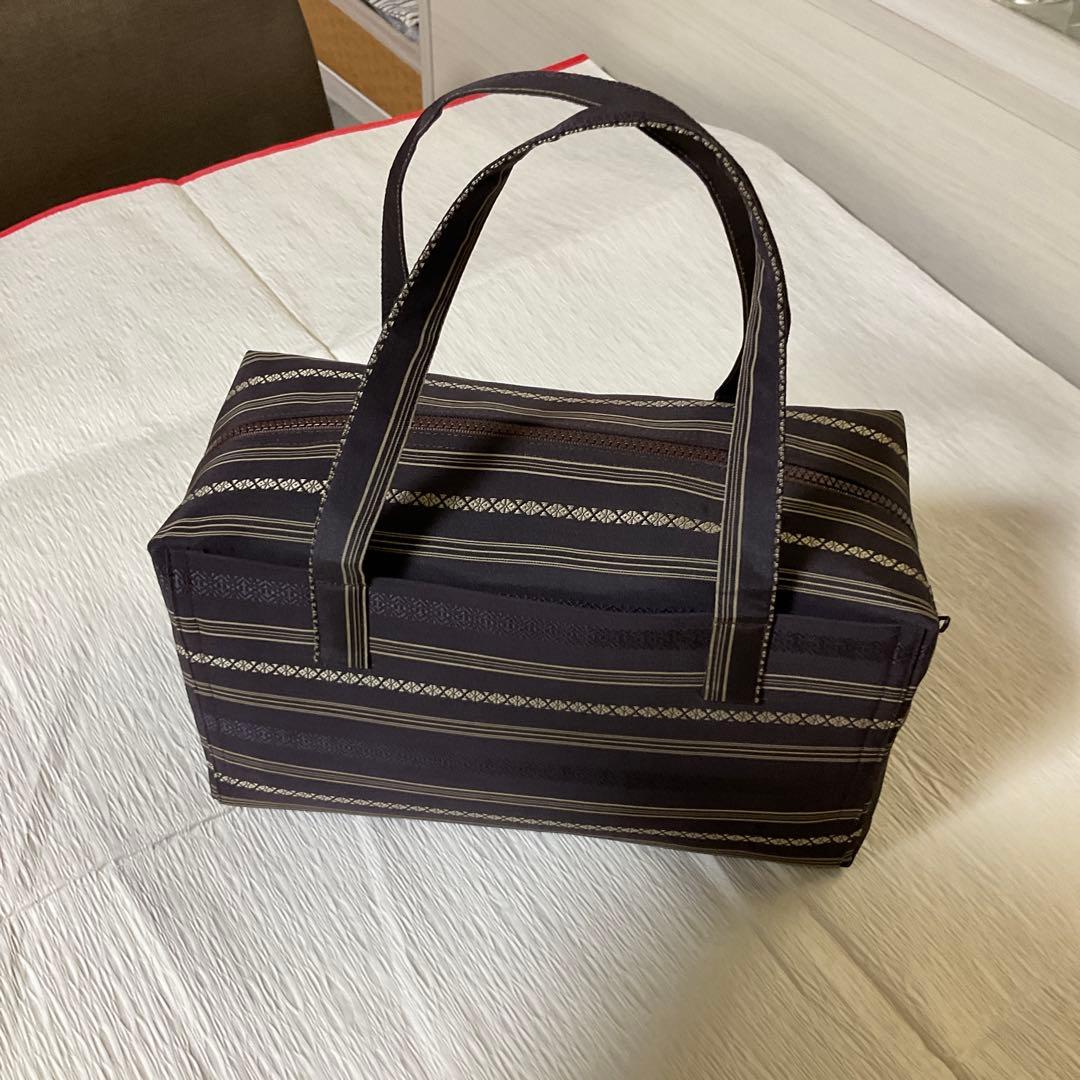 和装バック　利休バック　博多帯　紬地　ハンドメイド