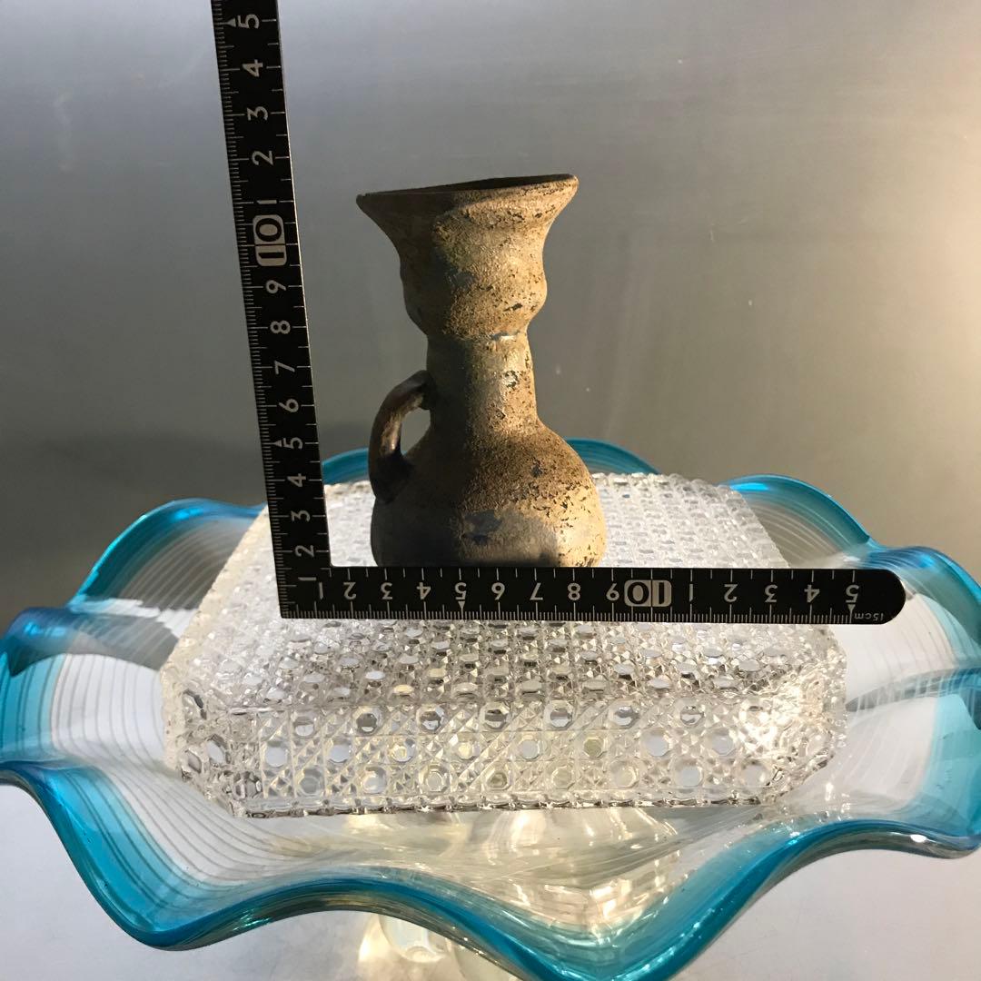 骨董　時代ガラス　発掘系ローマングラス（泪）涙壺　銀化瓶
