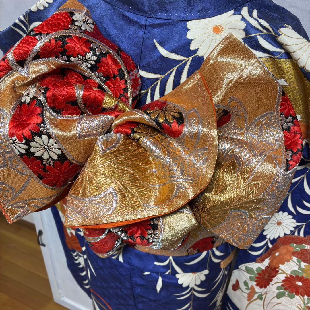 ＊きい様＊ 【振袖フルセット】アンティーク 扇花柄 金駒刺繍 7点セット