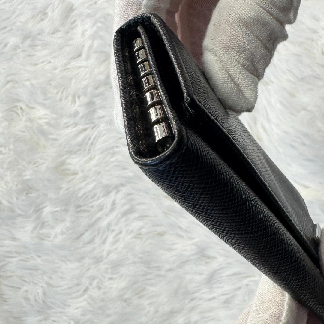【美品】PRADA キーケース サフィアーノ レザー 黒 2PG222 プラダ