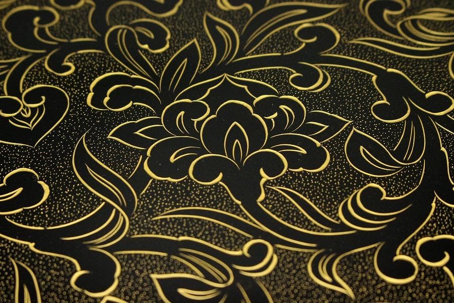 輪島塗 宝相花 沈金 茶箱 未使用(ZE515)