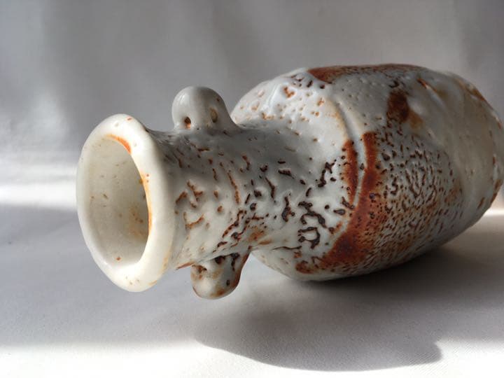 志野焼　美濃　仙山窯　安藤日出武　花瓶　花入　共箱　未使用品