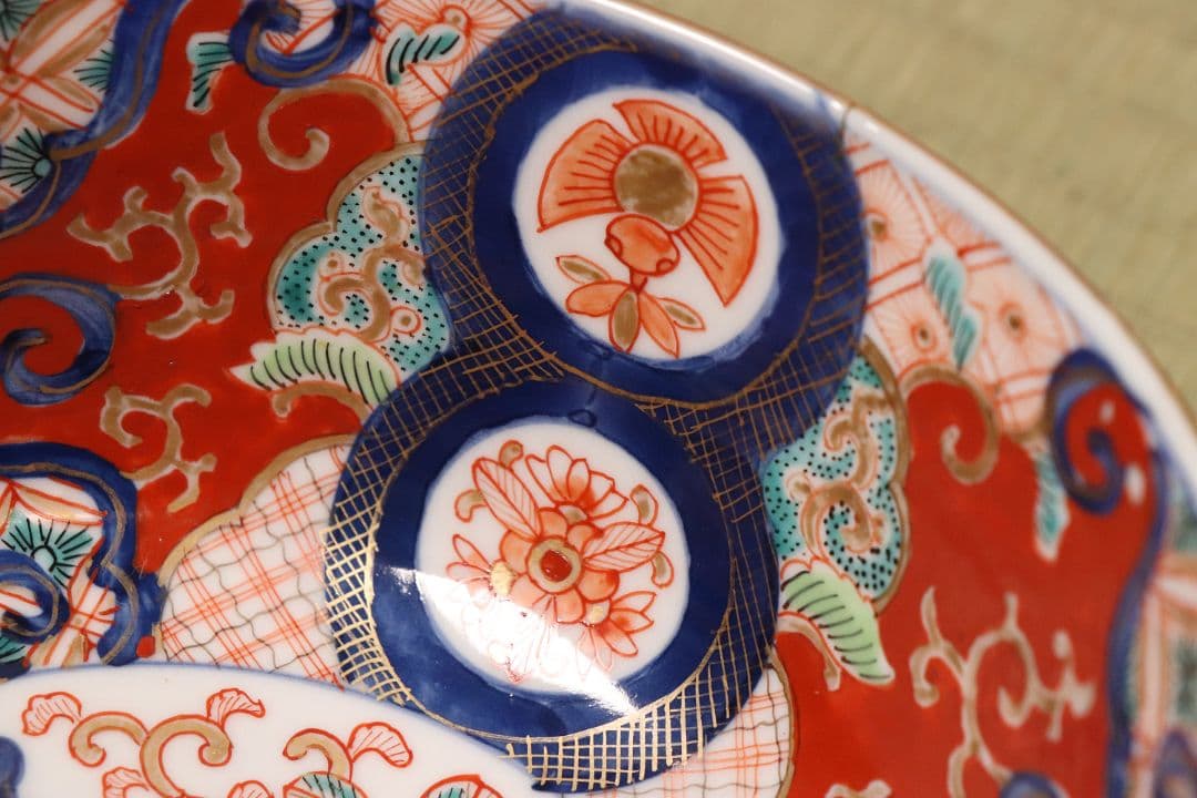 古伊万里 冨貴長春 色絵鉢 二客 福良雀 草花 唐草 錦手 中鉢【MA479】