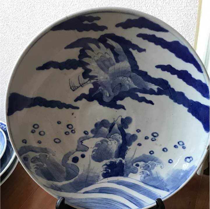 骨董品 染付 鳳凰 大皿 古伊万里
