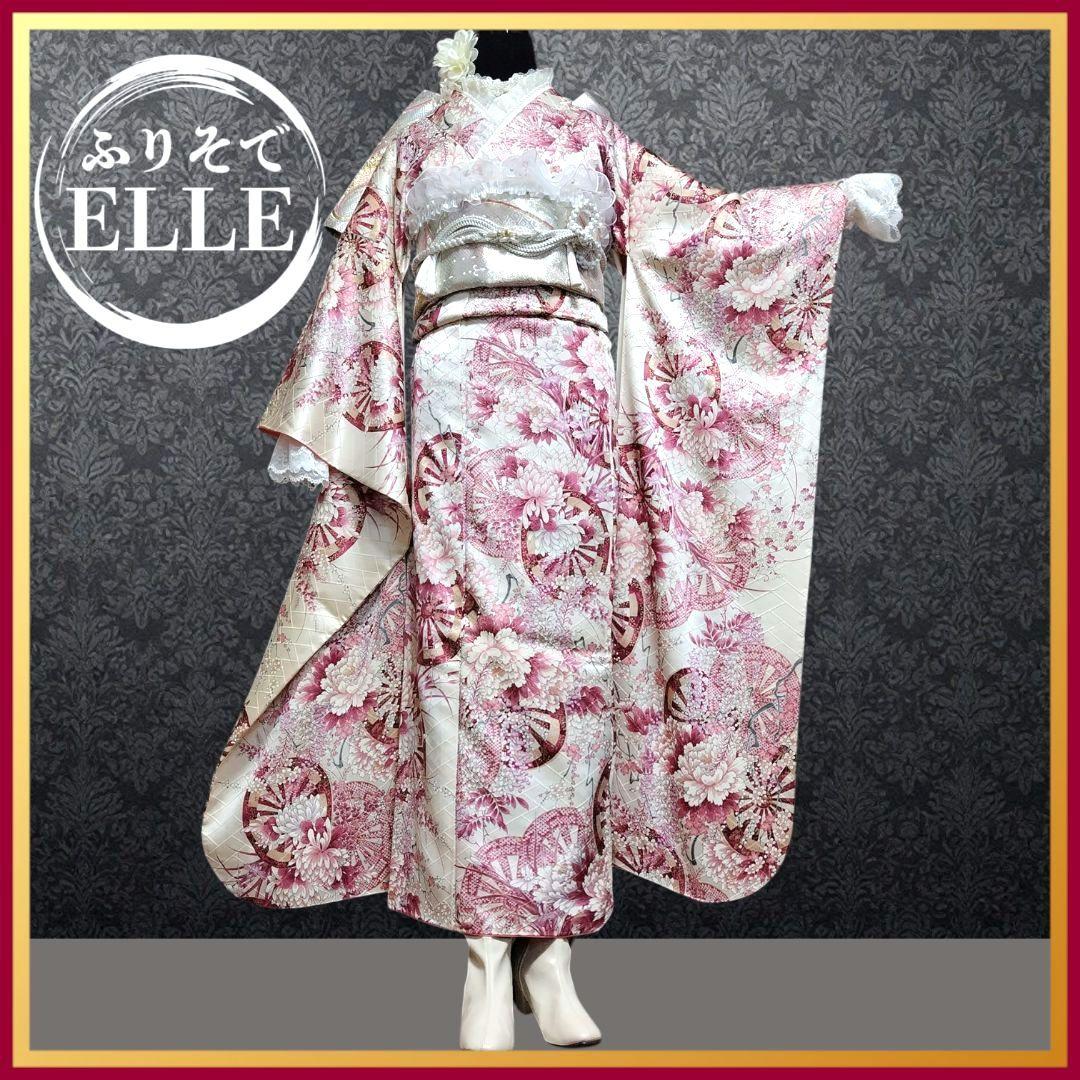 振袖フルセット(8点)・成人式・金彩加工・くすみ・源氏車花・やまと誂製・逸品