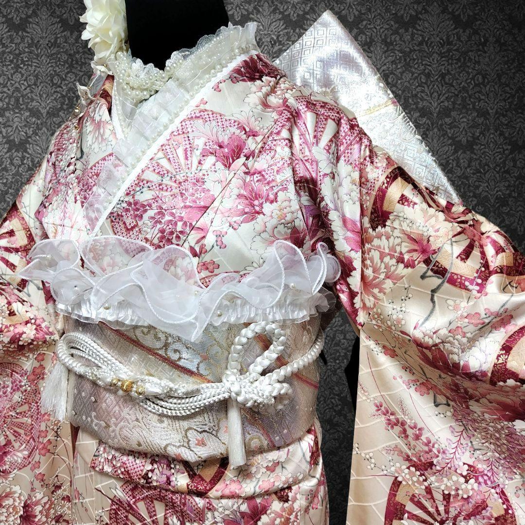 振袖フルセット(8点)・成人式・金彩加工・くすみ・源氏車花・やまと誂製・逸品