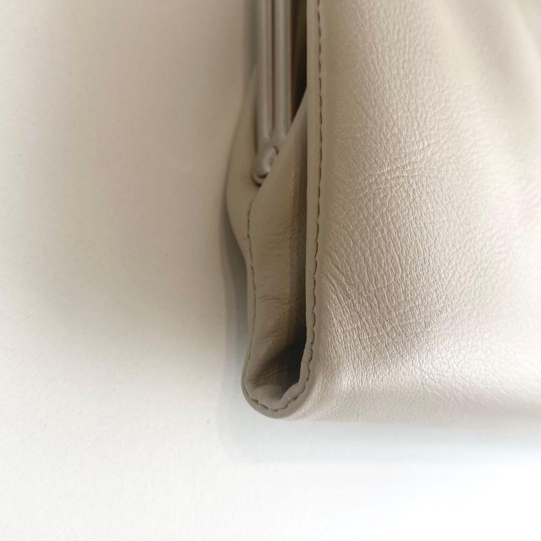 agnes b. アニエスベー 二つ折り財布 ベージュ がま口 レザー箱付き