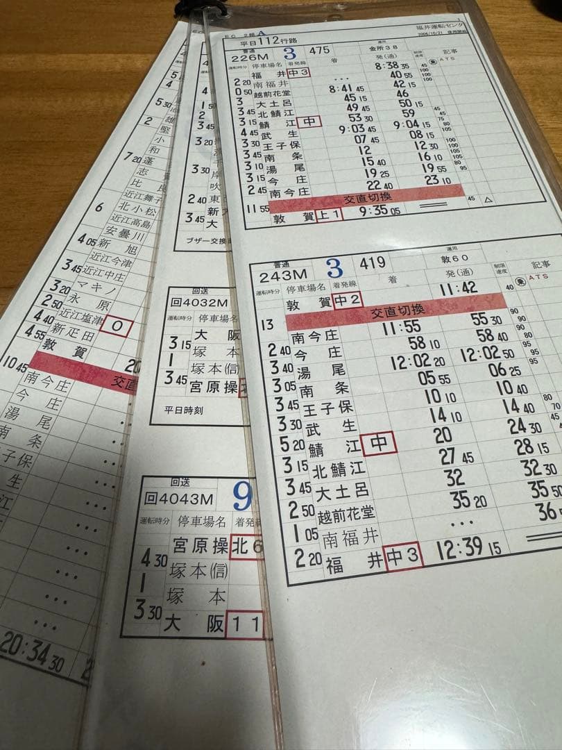 JR西日本 福井運転センター 運転時刻表 スタフ 683系 681系②