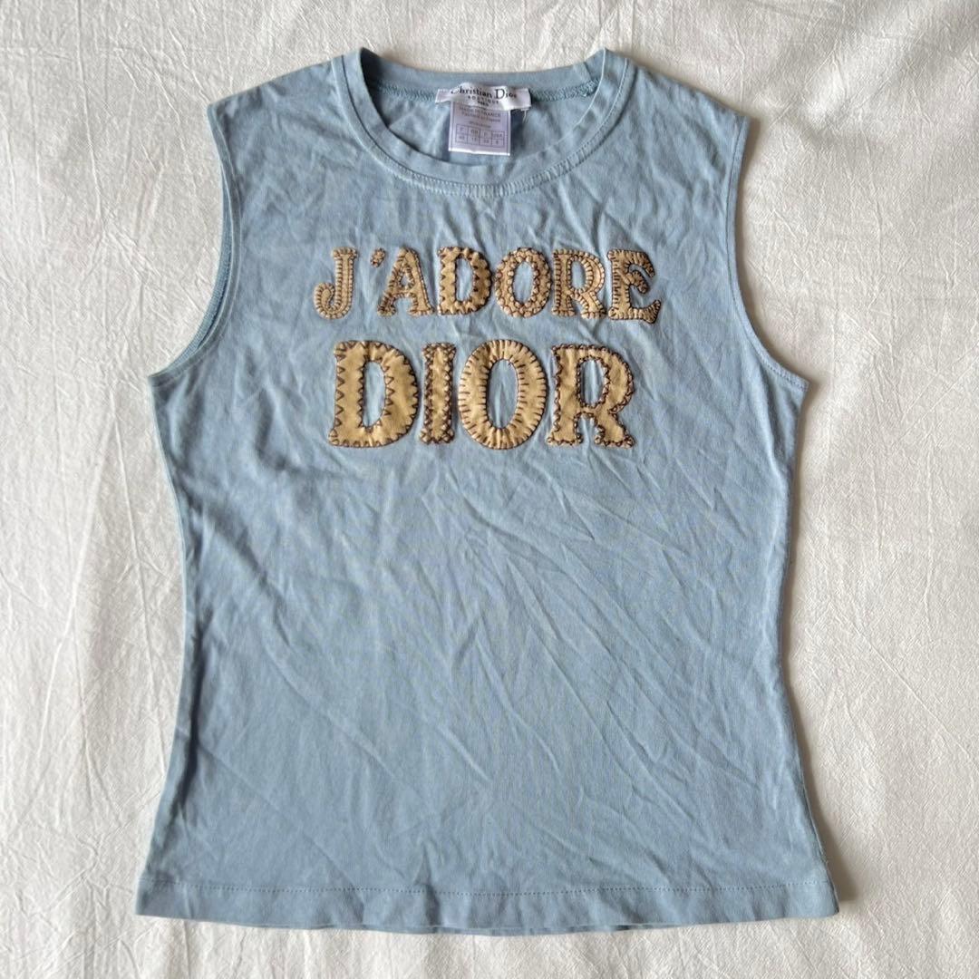 Christian Dior タンクトップ ガリアーノ期 ライトブルー 刺繍