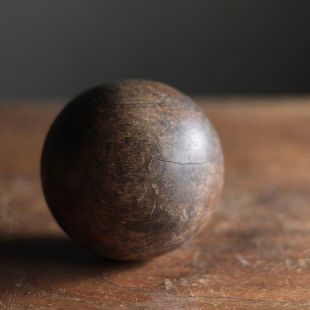古い 木製 球体 オブジェ ボール 古道具 アンティーク