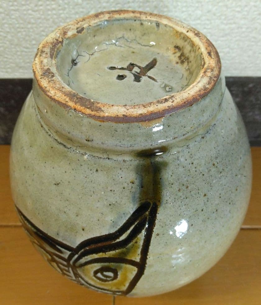 人間国宝 金城次郎 壷屋焼 花瓶 栞 共箱 壺屋焼 やちむん 珍品上作花瓶 美品