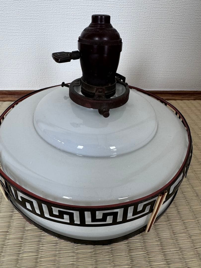 旧家 古民家アンティーク電傘 ソケット付き ミルクガラス ぼんぼり照明