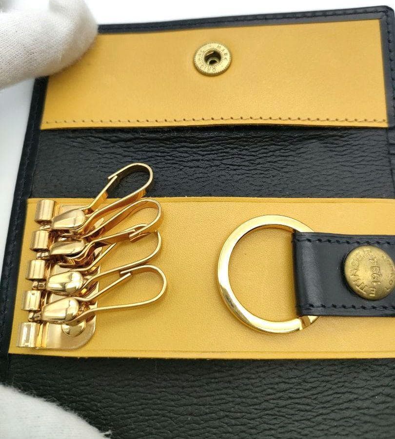 エッティンガー キーケース レザー　ブラック イエロー箱 ケアカード