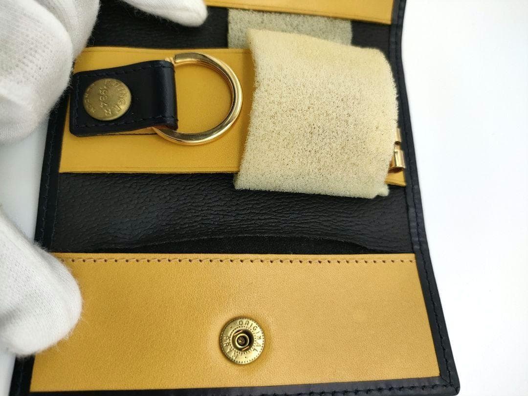 エッティンガー キーケース レザー　ブラック イエロー箱 ケアカード