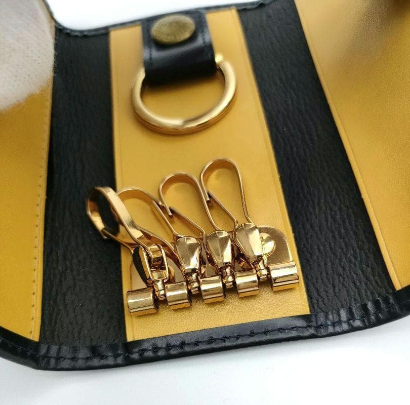 エッティンガー キーケース レザー　ブラック イエロー箱 ケアカード