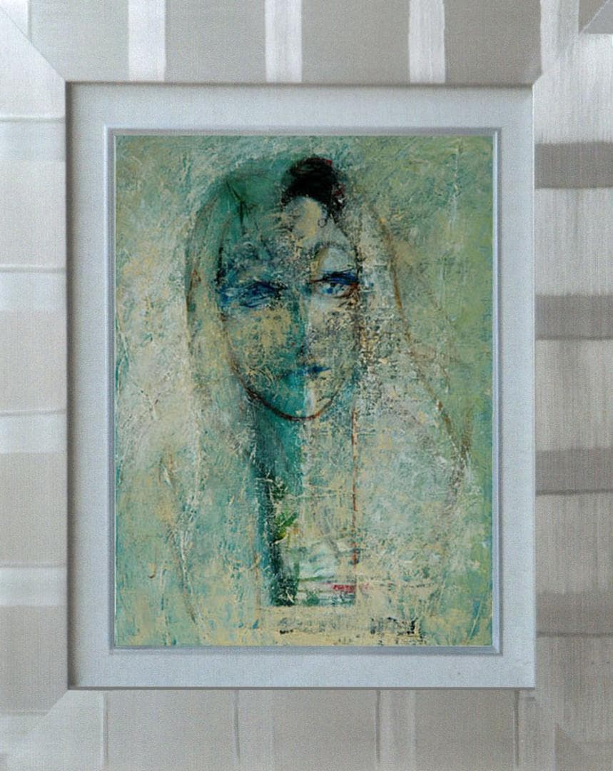 油絵 菅家令子 絵 絵画 インテリア 額付(黒) F4-070112 人物 女性