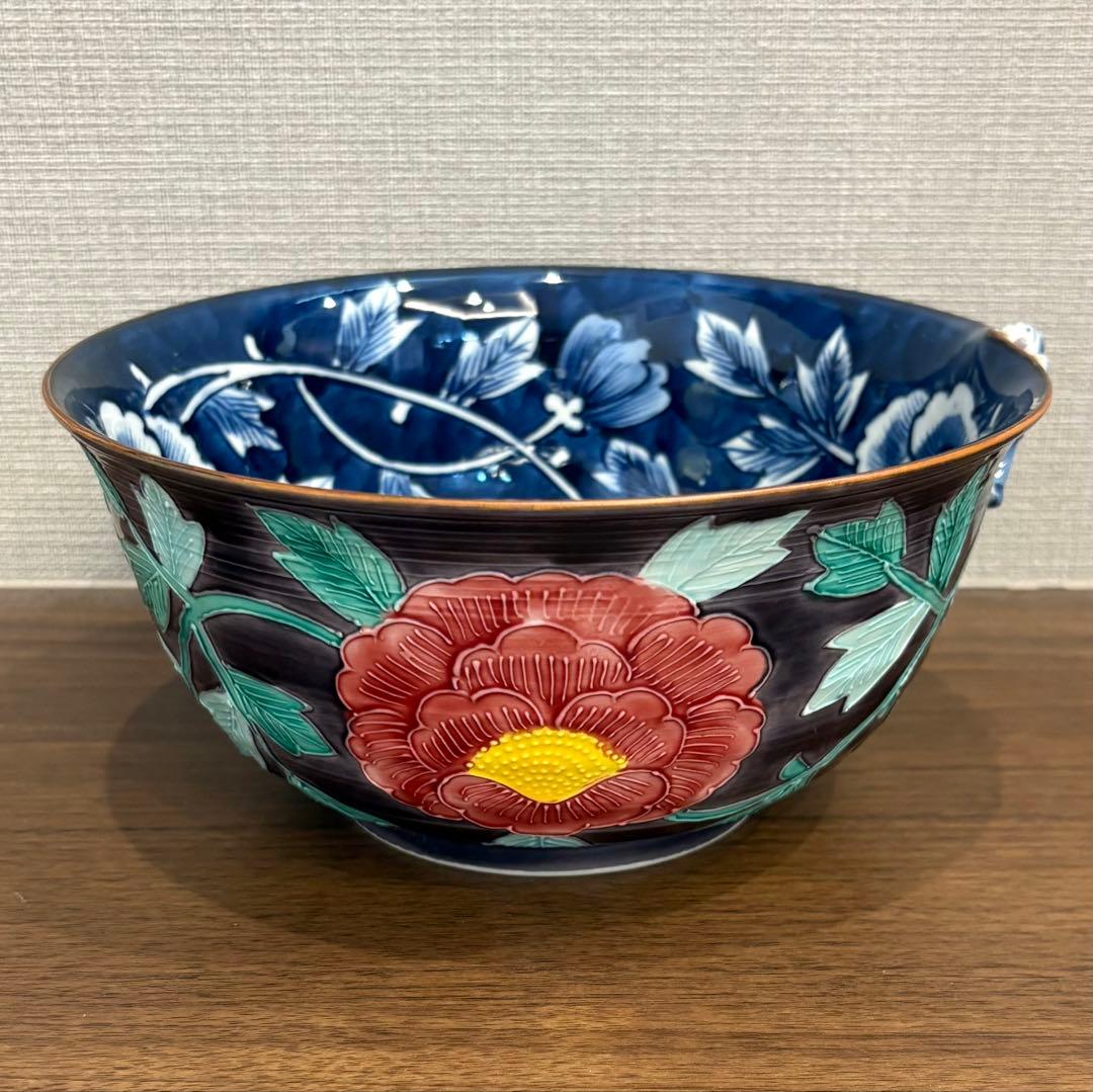 清水焼 秀峰 菓子鉢 盛鉢 交趾牡丹