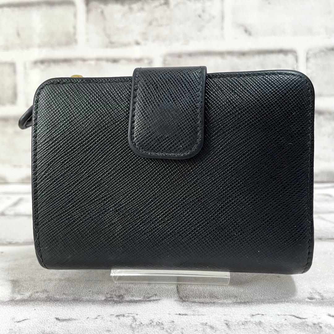 未使用級✨プラダ　現行　２つ折り財布　バイカラー　黒×ピンク　RFIDタグ