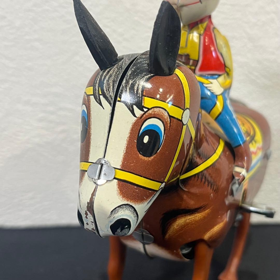 昭和レトロ ブリキ製 カウボーイ ゼンマイ トイ ビンテージ 馬のおもちゃ