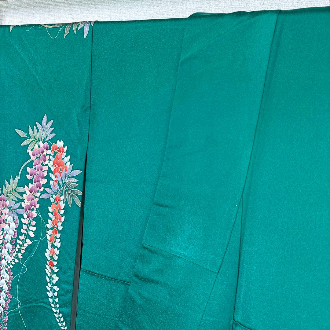 振袖 正絹 グリーン地 押し箔 素敵なデザイン k-6715