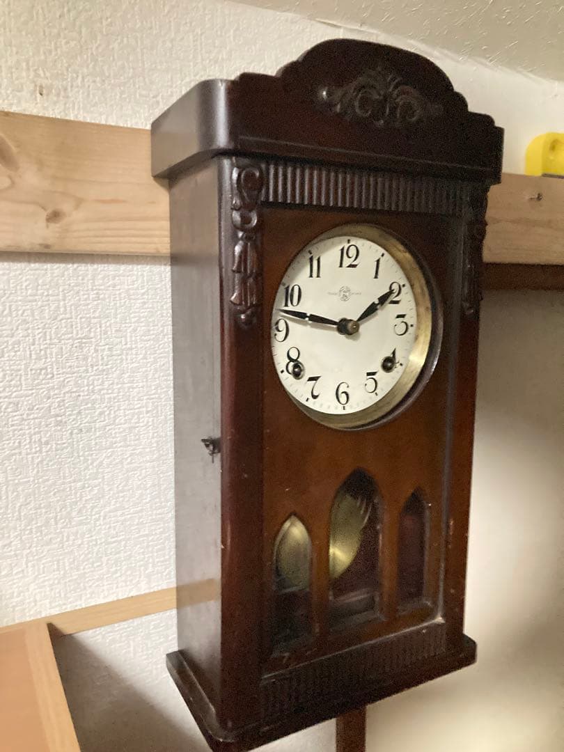 ☆連休限定価格　希少三工舎 アンティーク宮型数打ち式 8日巻 振り子時計 稼動中