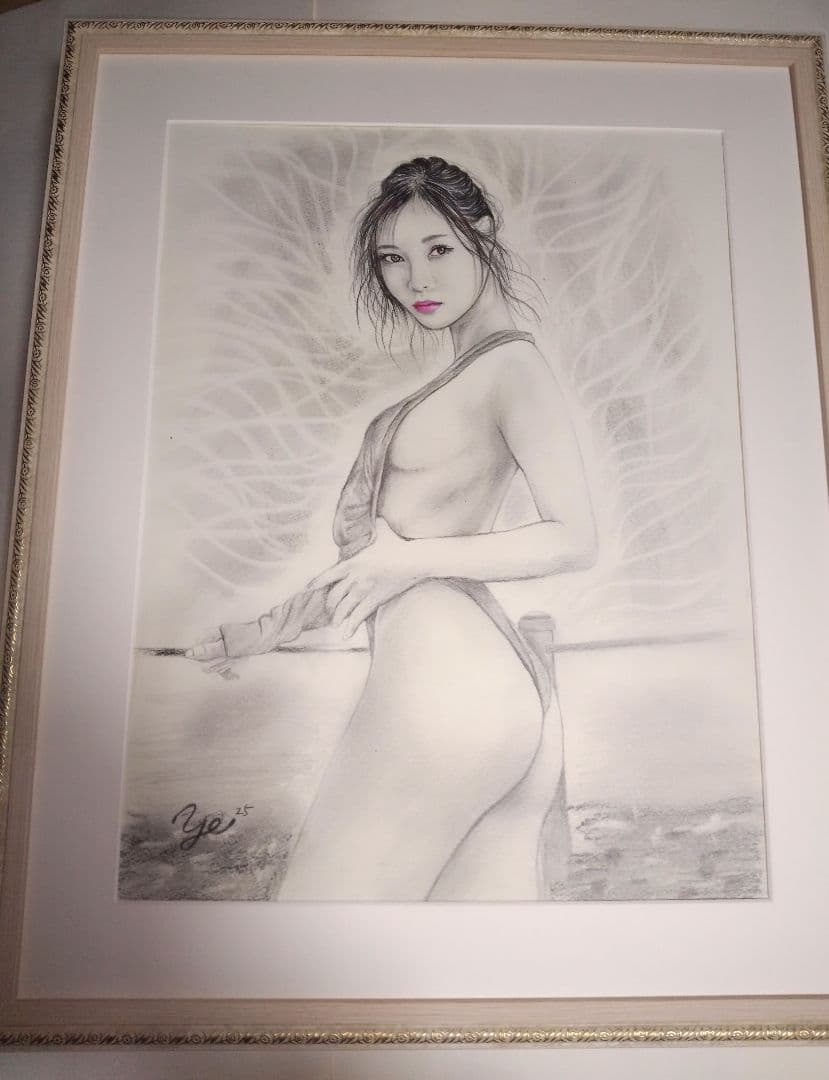 裸婦、美人画、絵画6FしなりM山本英二、真作、額縁、高塚省吾、宮永岳彦。