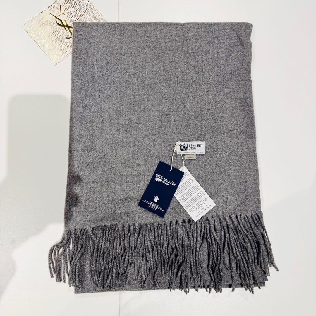 ル*ン様 ジョンストンズ カシミア 大判ストール マフラーグレー　　色: グレー