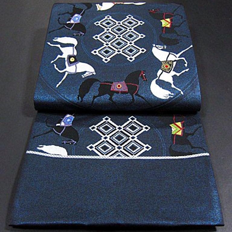 期間限定大幅値下げ！逸品　新品　西陣織高級六通柄袋帯　馬　【綿芯御仕立付】②