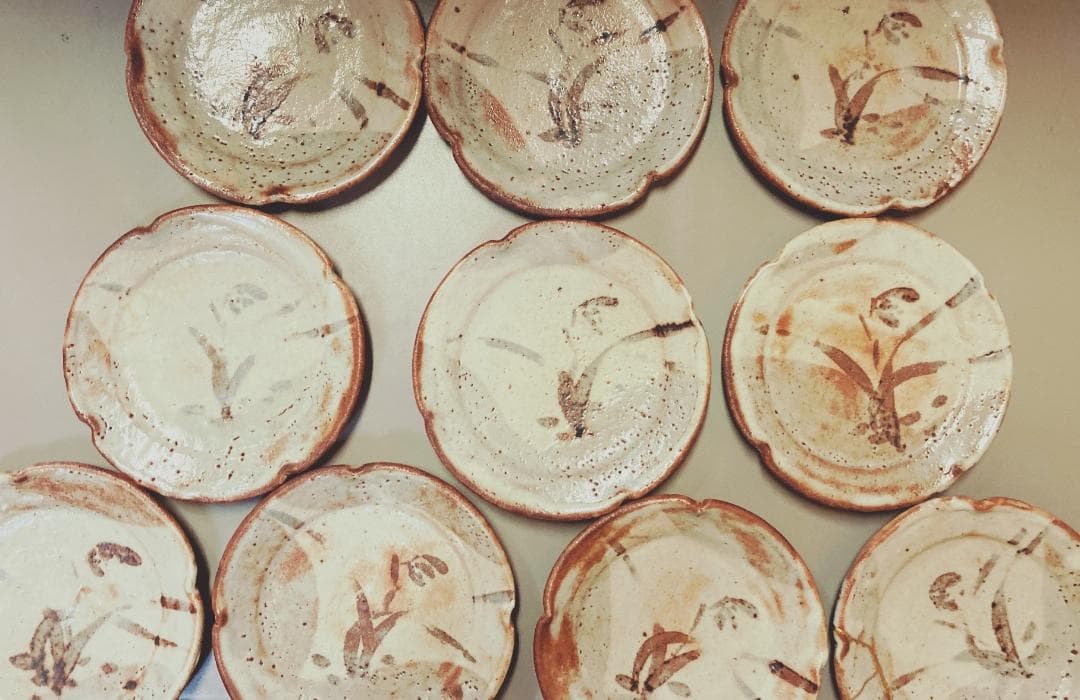 【値下げ】【真正保証】 奥磯太覚 志野 皿 10客