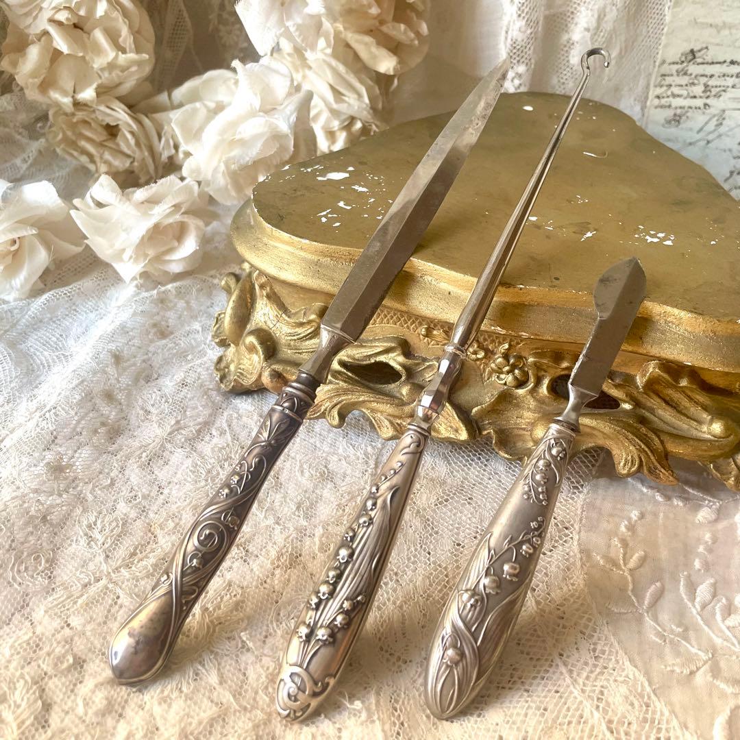 すずらんレリーフ　スクレーパー&レターオープナー　ミュゲ　フランスアンティーク