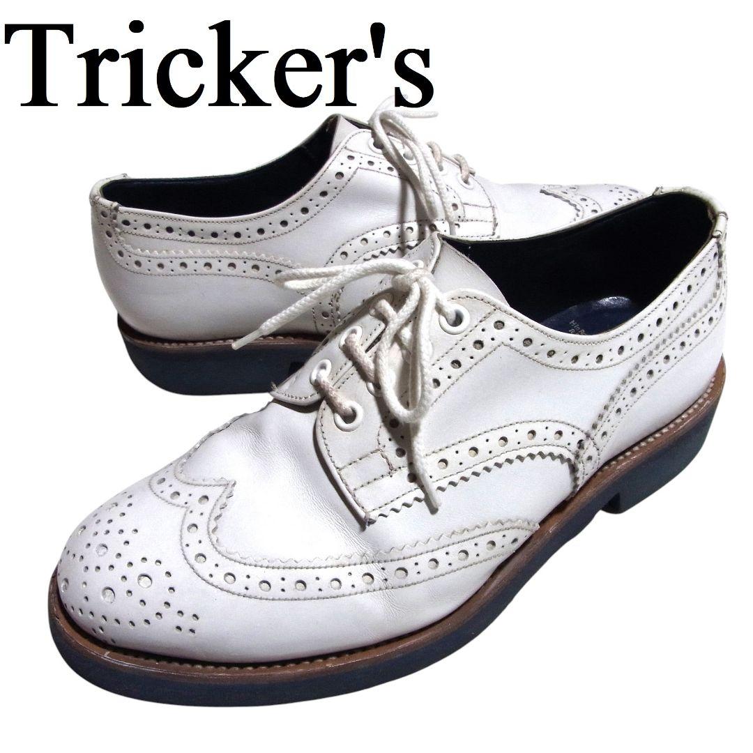 トリッカーズ バートン 7.5 白 ホワイト ガムライトソール レザー シューズ