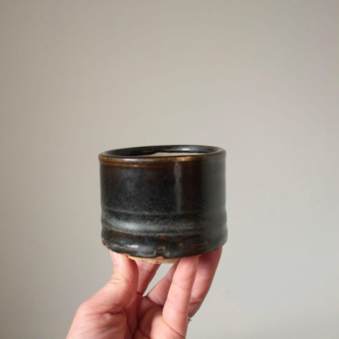 壺屋 褐釉 火入 筒茶碗 古美術 古道具 アンティーク 壺屋焼