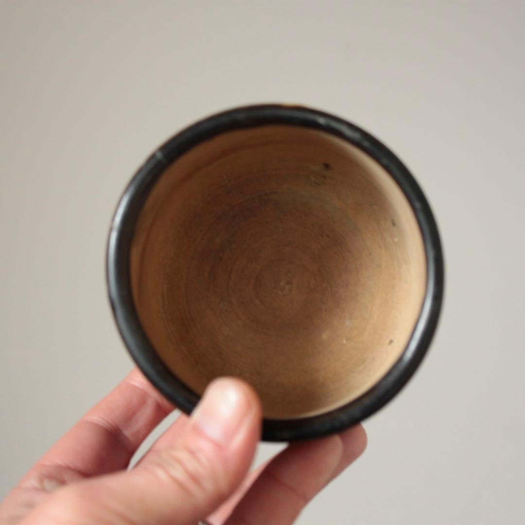 壺屋 褐釉 火入 筒茶碗 古美術 古道具 アンティーク 壺屋焼