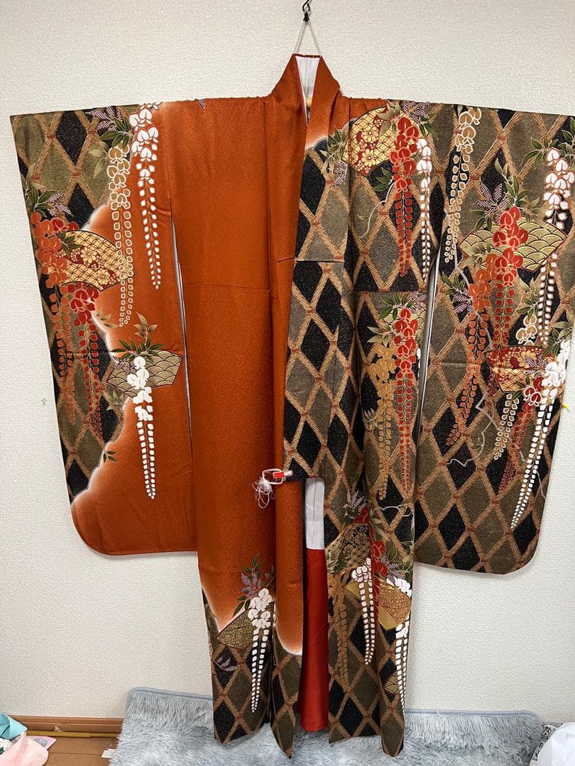 振袖　成人式　藤文様　美品　長襦袢セット