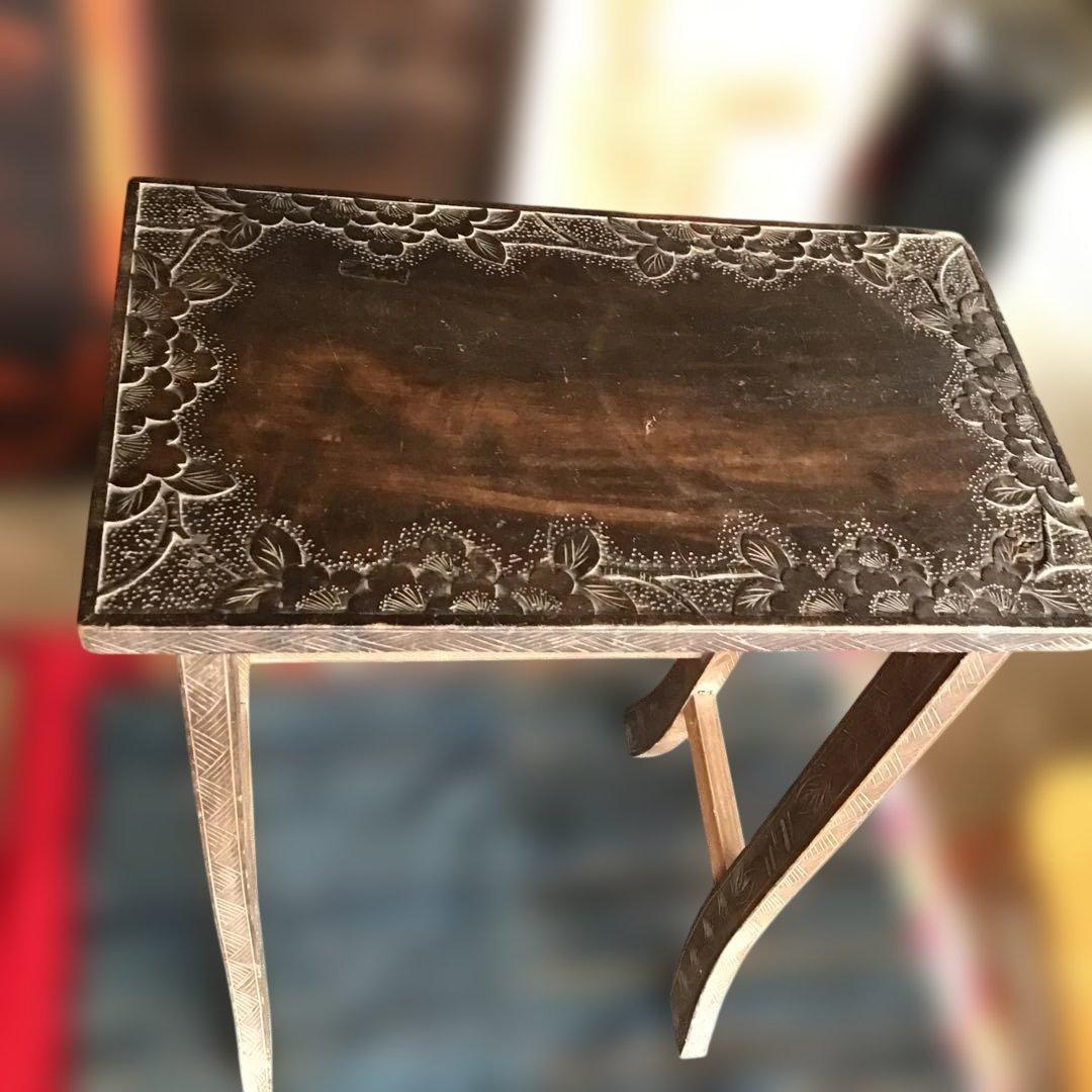 アンティーク軽井沢彫り　櫻　花台　収納　家具