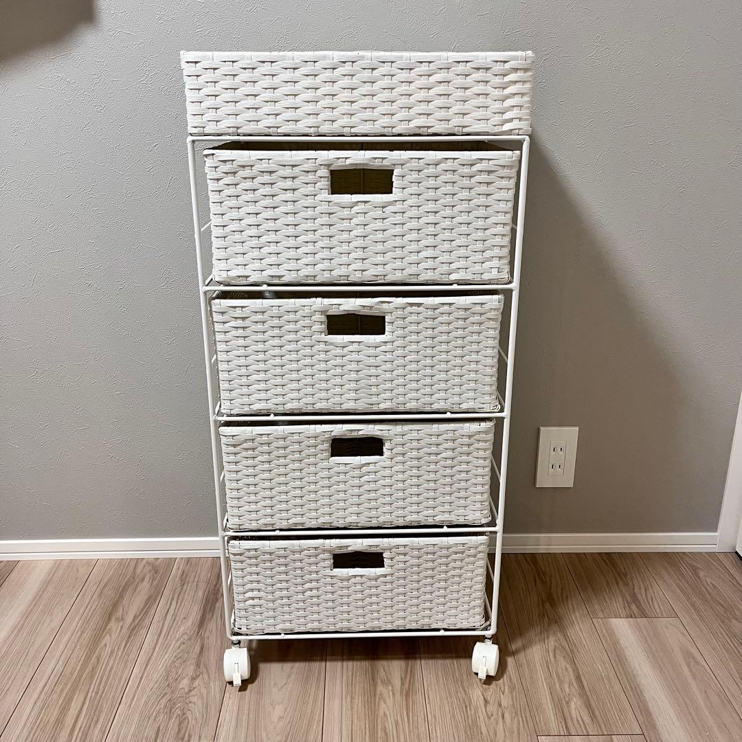 ラタン風 サニタリー ランドリーチェスト/ホワイト