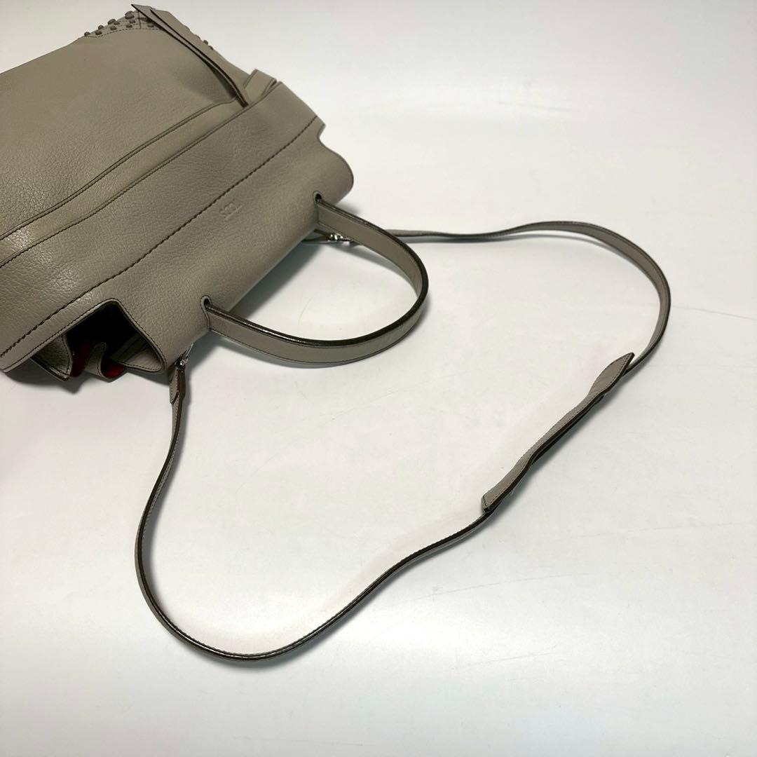 u75【美品】保存袋付　トッズ　ウェーブ　スタッズ　レザー　2wayショルダー.