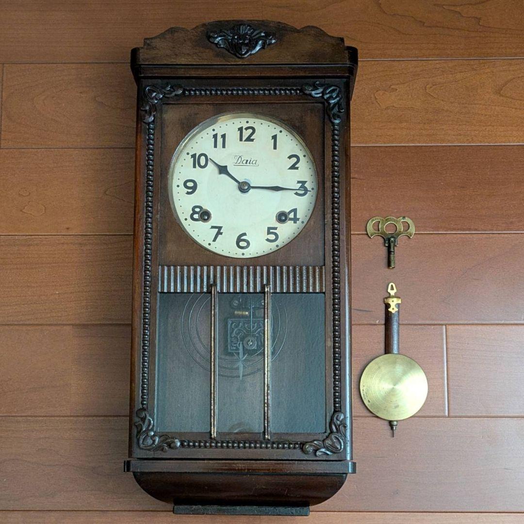 古時計　アンティーク掛時計　振り子時計　レトロ時計　ゼンマイ掛時計