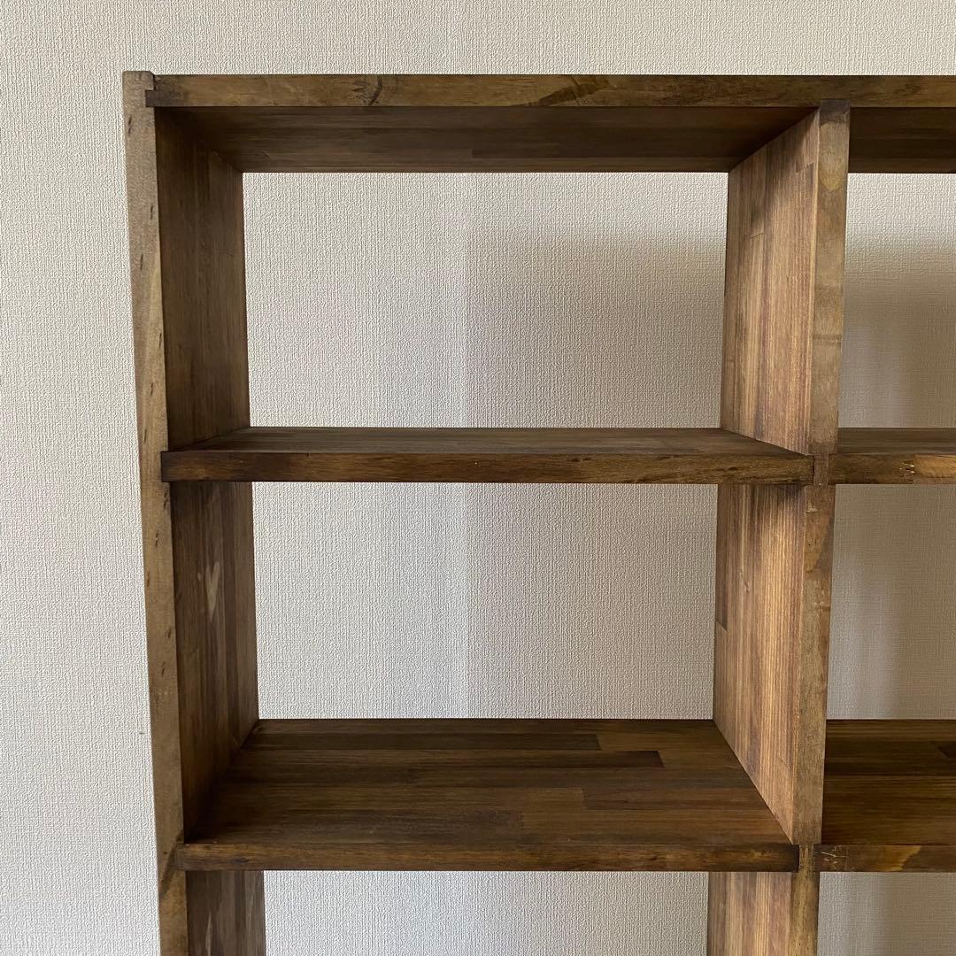 木製 3段ワイドシェルフ(黒壇色)