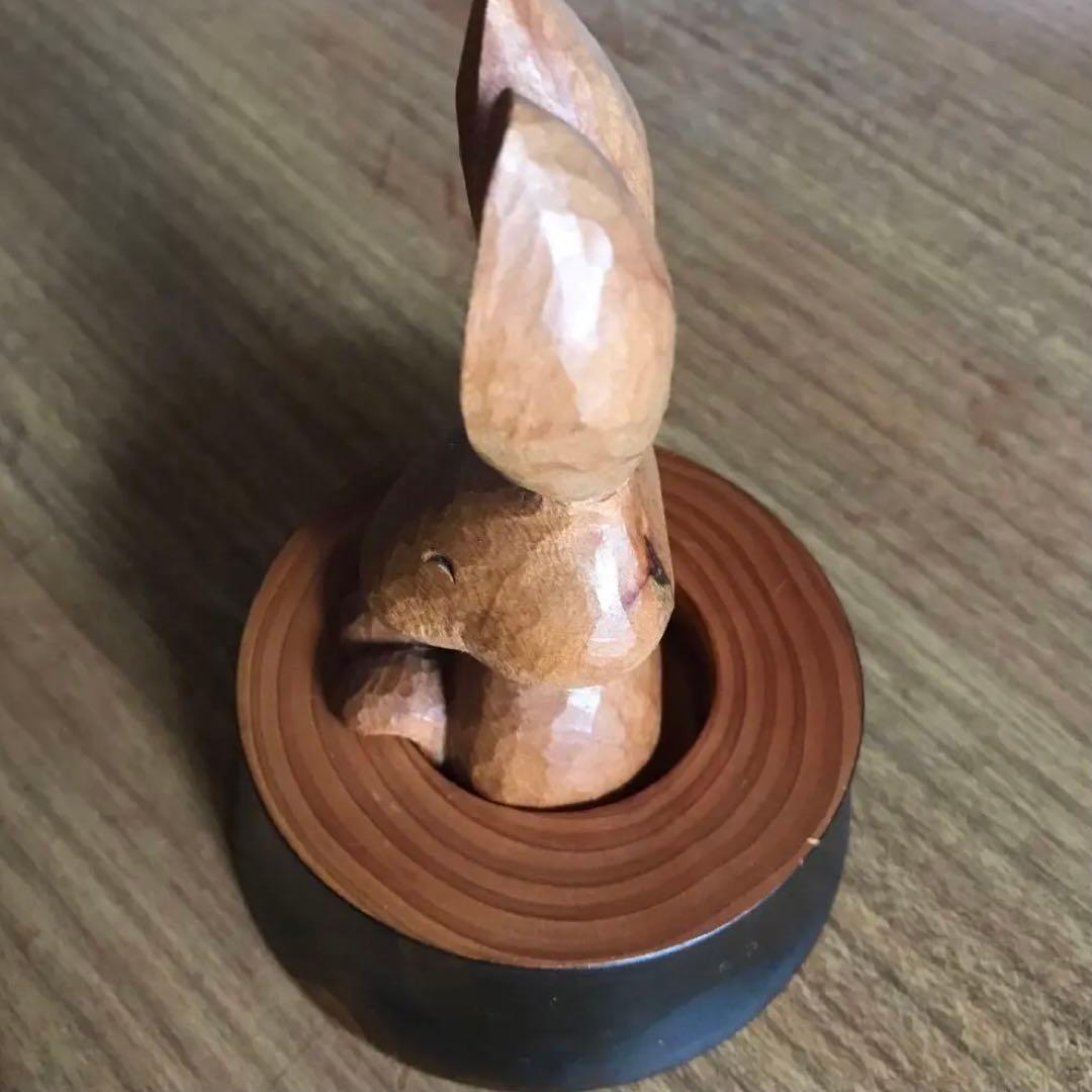 ウサギの木彫り　和歌山　龍神村