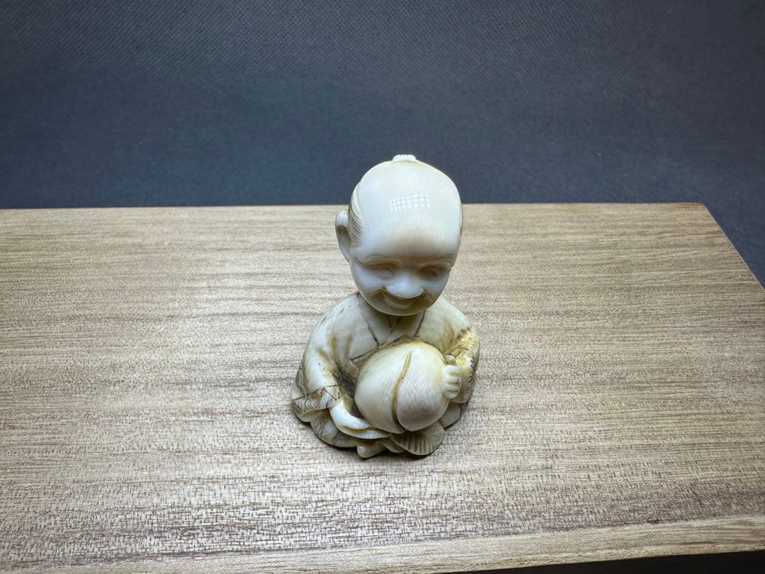 根付　希少品　滑稽　頭は回転可能　古美術品　 置物　細密細工　骨董