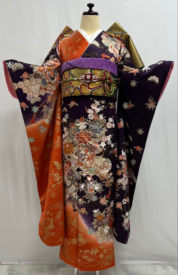 振り袖　フルセット　長襦袢付　染め分け　成人式　振袖　金彩加工　624