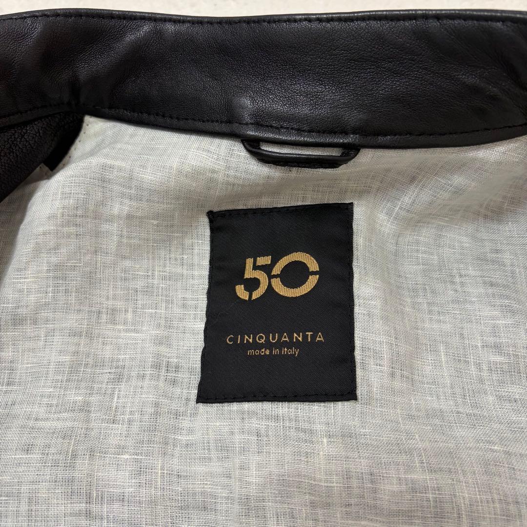 【美品】CINQUANTA メンズシングルライダース ブラック 46