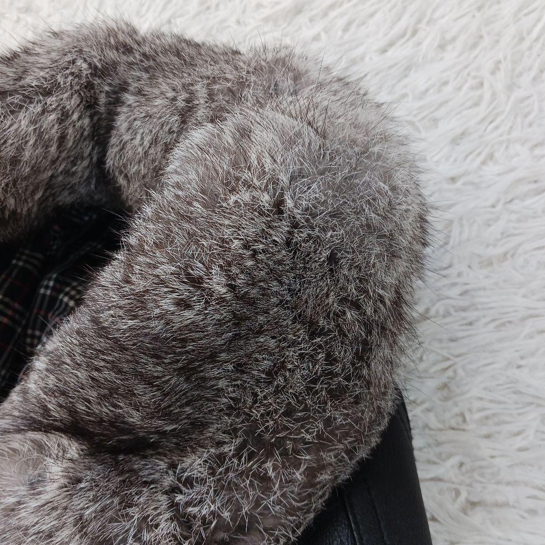 ✨美品✨ブラックレーベル　レザーライダース ラビットファー　ブラック　サイズM