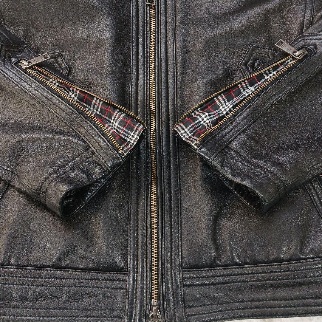 ✨美品✨ブラックレーベル　レザーライダース ラビットファー　ブラック　サイズM