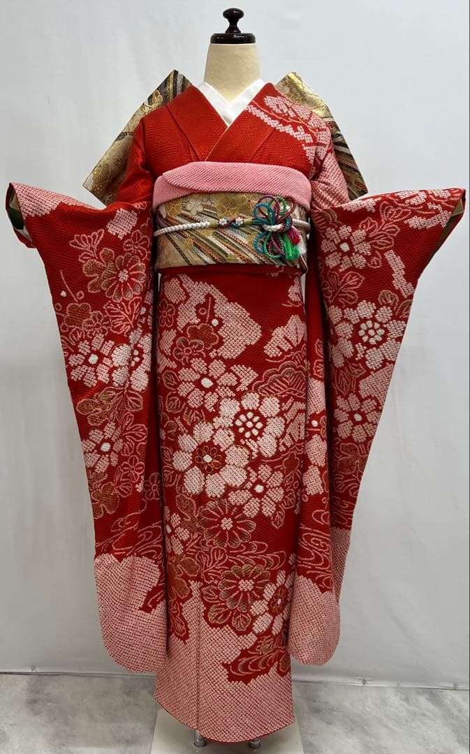 振り袖　フルセット　別誂長襦袢　ガード加工　金彩加工　刺繍入り　絞り入り　674