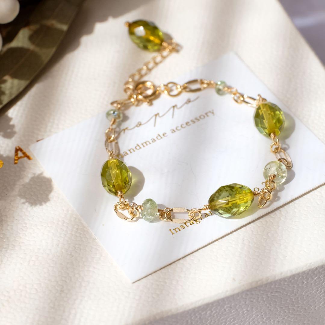 R✴︎H ♦︎14kgfグリーンアンバー・ミントガーネットブレスレット