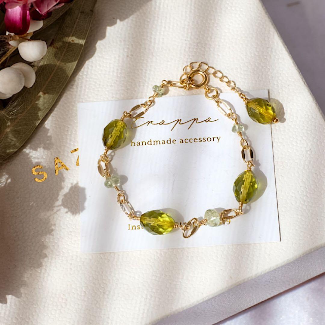 R✴︎H ♦︎14kgfグリーンアンバー・ミントガーネットブレスレット