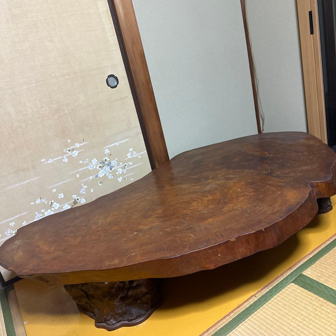 自然木の茶色座卓　一枚木