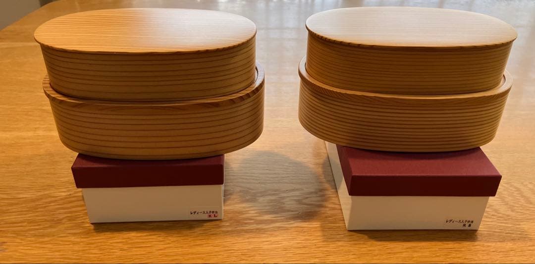 新品未使用　栗久　曲げわっぱ 2段 お弁当箱　楕円形 木製　2つセット